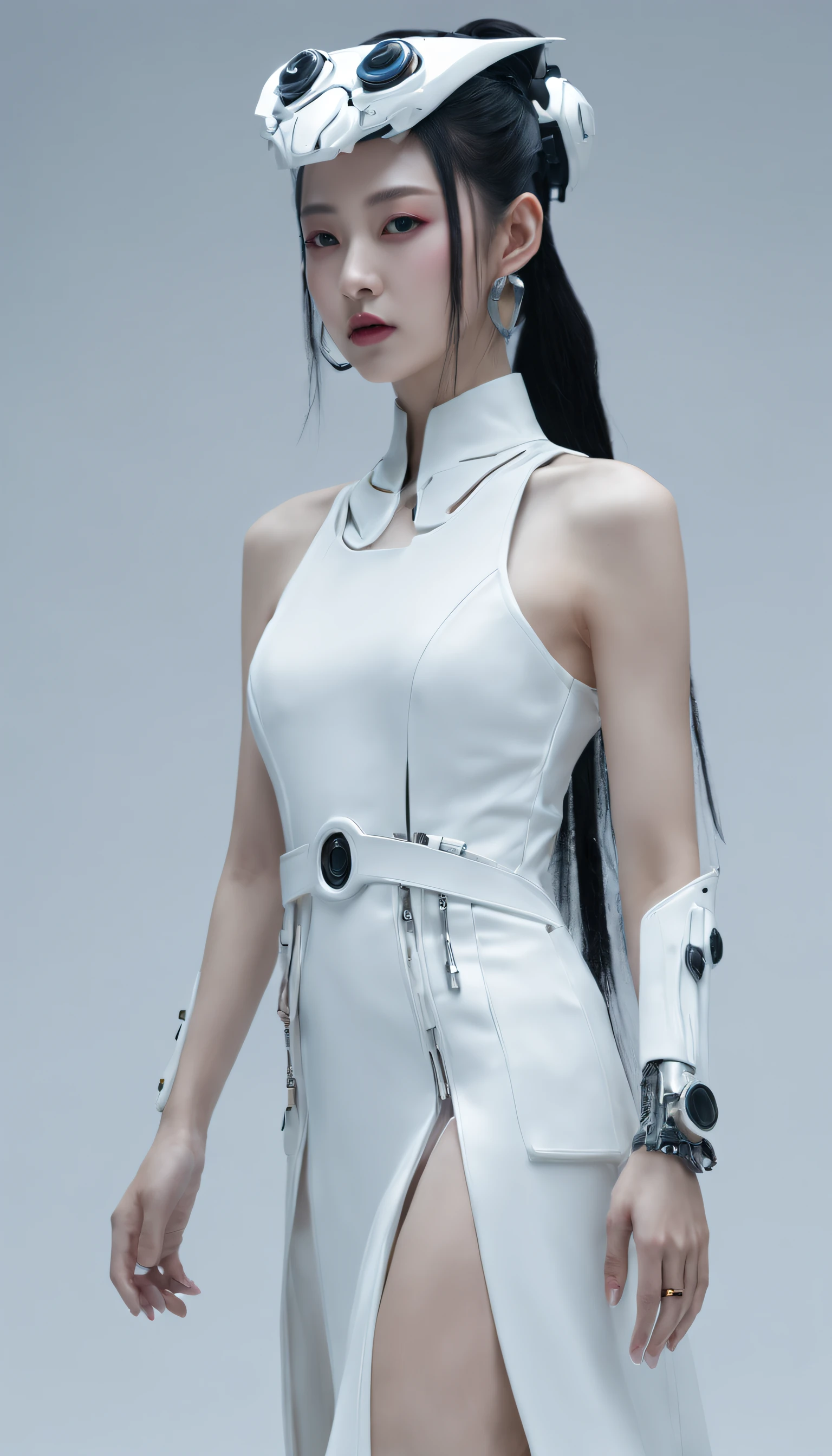 A fashion runway for alien technology , vogue photography , Inspired by Chinese Xianxia and cyberpunk。(Best quality,4K,8K,A high resolution,Masterpiece:1.2), (Realistic,Photorealistic,photo-realistic:1.37).