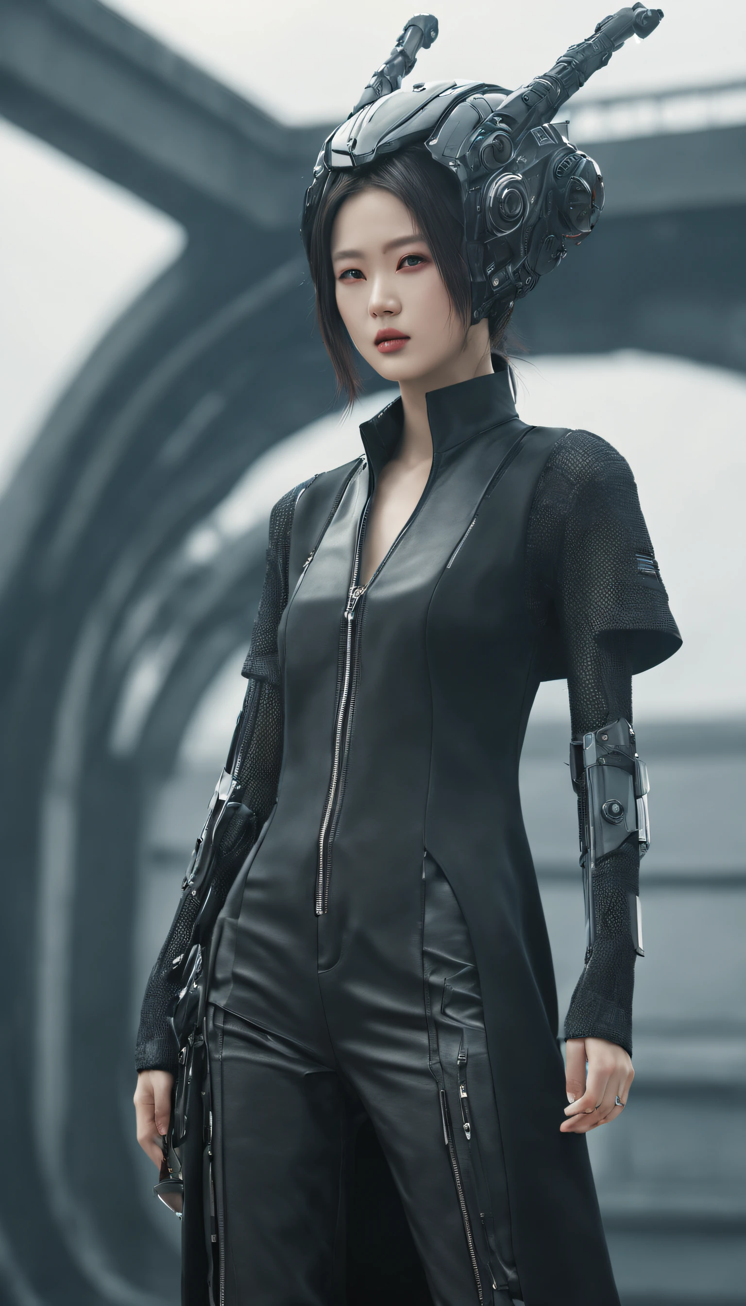 A fashion runway for alien technology , vogue photography , Inspired by Chinese Xianxia and cyberpunk。(Best quality,4K,8K,A high resolution,Masterpiece:1.2), (Realistic,Photorealistic,photo-realistic:1.37).
