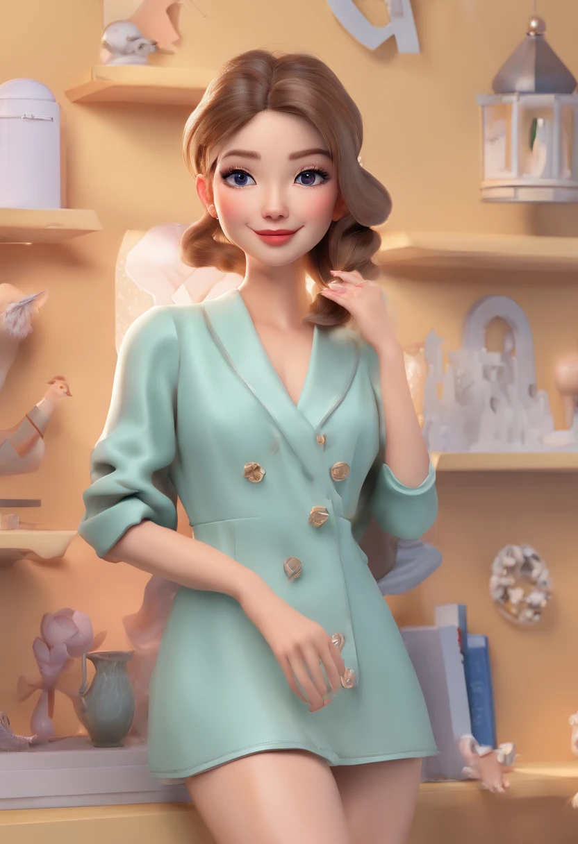 best quality, master part, fotorrealista, extremamente detalhado CG unidade 8k papel de parede, Chibi,1girl, Elsa,sozinho, cheio_corpo, sorrir, Olhando_em_visualizador, ao ar livre,
