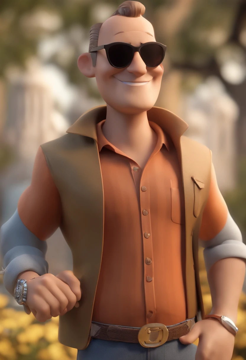 personagem dos desenhos animados de um homem com cerca de 30 anos, black glasses and a brown and white plaid shirt, animation character, Caractere estilizado, animation style rendering, 3D estilizado, Arnold Maya render, 3 d render stylized, toon render keyshot, Personagem 3D, Personagem 3D, 3d rendering stylized, 3 d character render, personagem de desenho animado, Personagem de close up, Pose de personagem,  (Estilo Pixar) (master part:1.2) (Bokeh) (best quality) (pele detalhada) (textura detalhada) (8k) (argila) (Cinematic lighting) (foco nítido