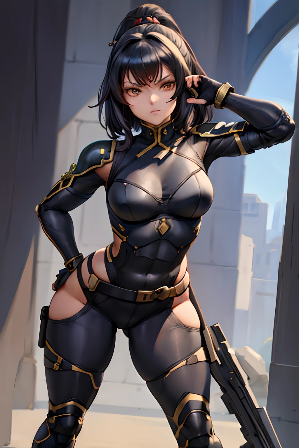 (Child bearing hips), sister of battle, (((A-pose)))