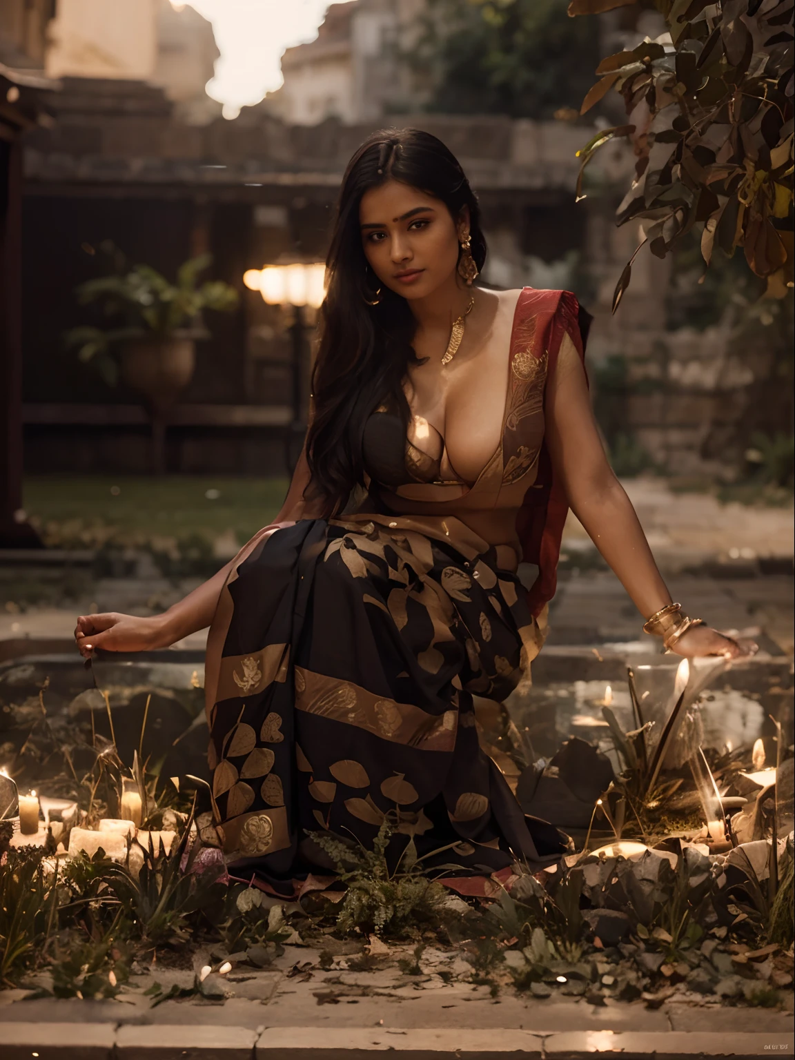 walking in a moonlit courtyard, exotic girl, indian, looking at the viewer, shining skin, perfect lighting, the embodiment of grace and elegance, (saree and bra), (Big Tits:0.5), cleavage, clear curvy details, beautiful curves, detailed eyes, detailed pupil, volumetric lighting, Ultra Detailed, unity 8k wallpaper, ultra detailed, aesthetic, masterpiece, best quality, photorealistic
INFO
Size
944X1536