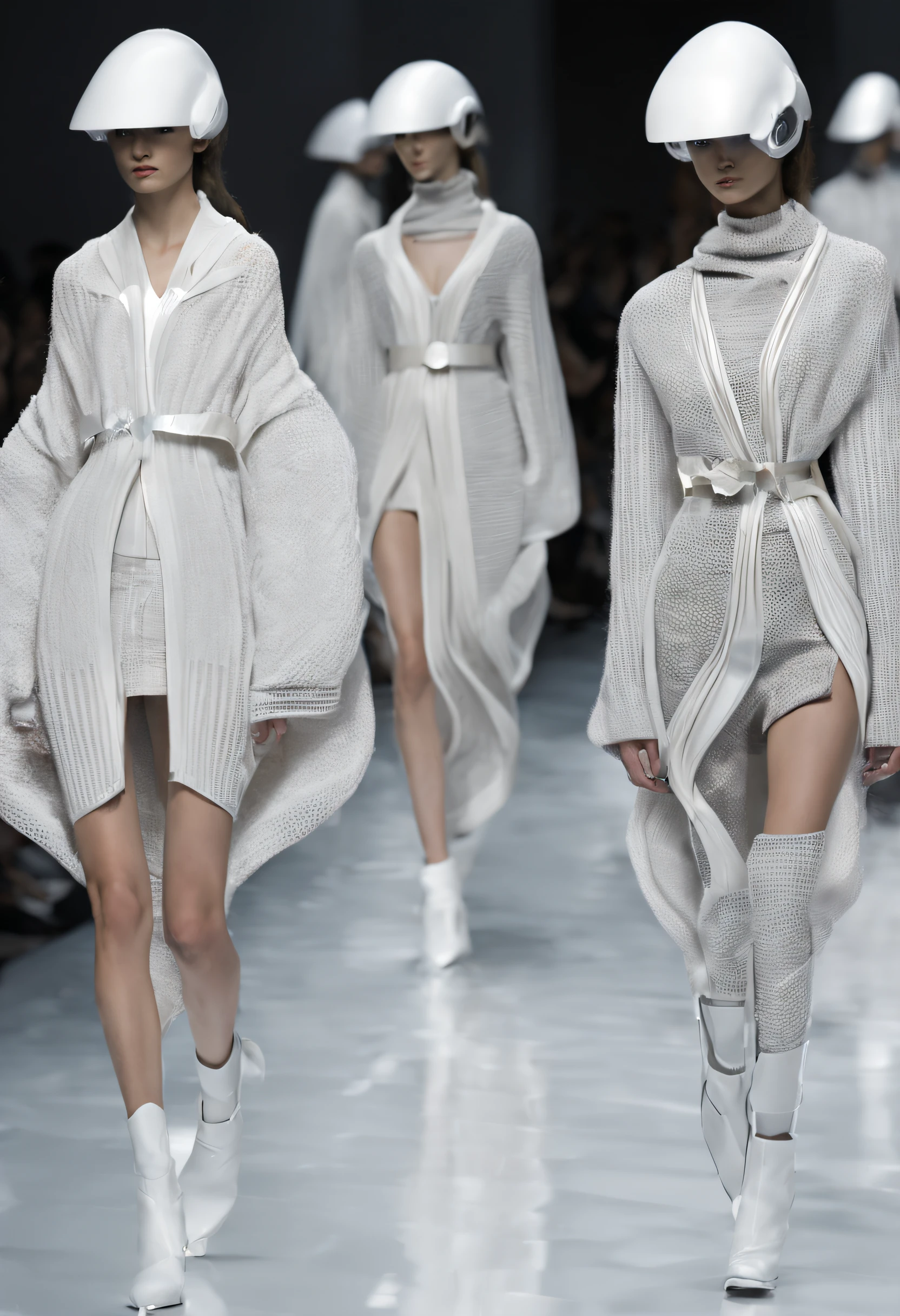 futuristic fashion show，High-tech catwalks，Cardigan collection