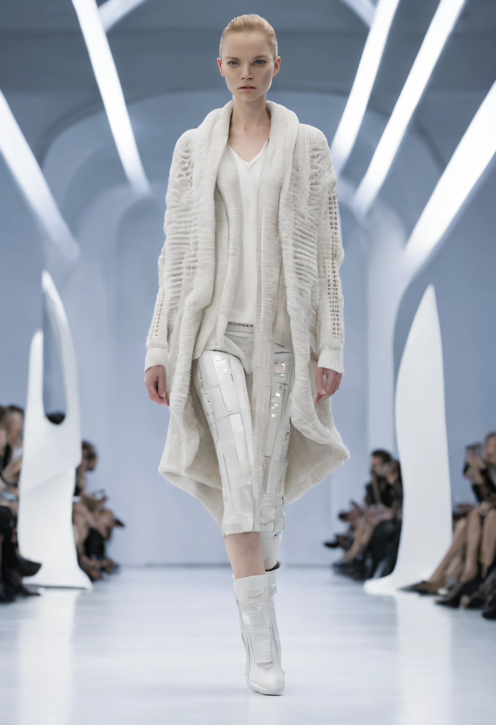 futuristic fashion show，High-tech catwalks，Cardigan collection