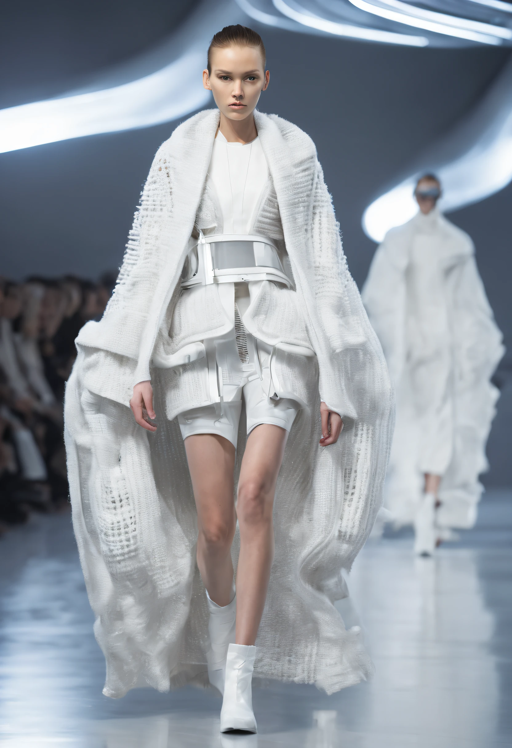 futuristic fashion show，High-tech catwalks，Cardigan collection