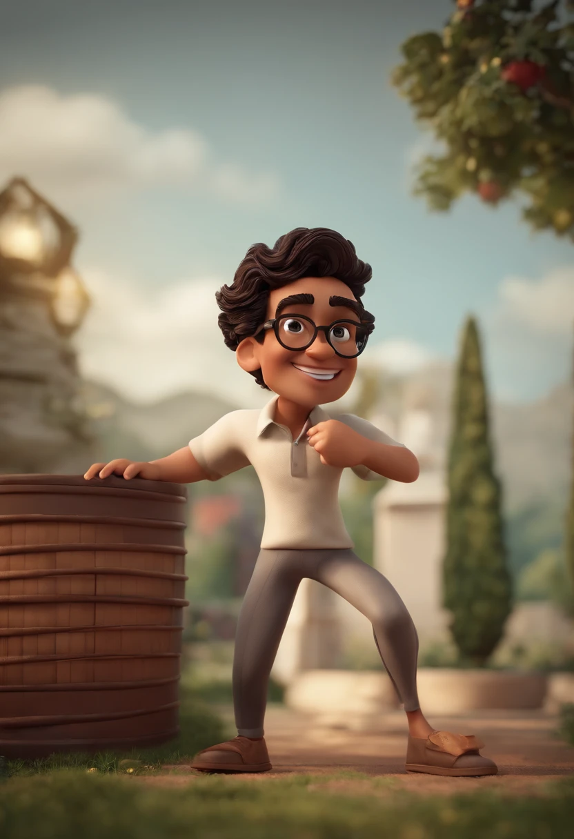 Personagem dos desenhos animados de um homem de pele escura, with black eyeglasses, dark brown curly hair and a white shirt and black dress pants, animation character, Caractere estilizado, animation style rendering, 3D estilizado, Arnold Maya render, 3 d render stylized, toon render keyshot, Personagem 3D, Personagem 3D, 3d rendering stylized, 3 d character render, personagem de desenho animado, Personagem de close up, Pose de personagem, (Estilo Pixar) (master part:1.2) (Bokeh) (best quality) (pele detalhada) (textura detalhada) (8k) (argila) (Cinematic lighting) (foco nítido