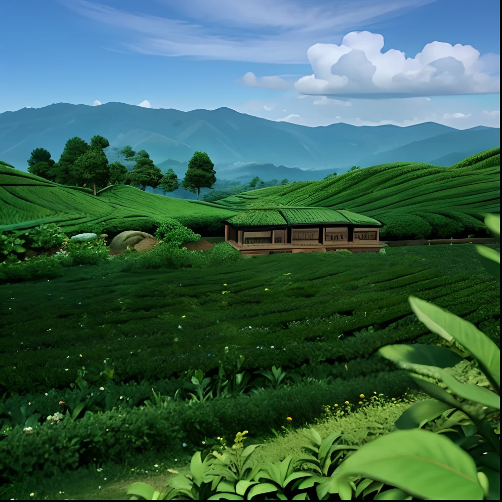 3d cartoon animation of Tea plantation