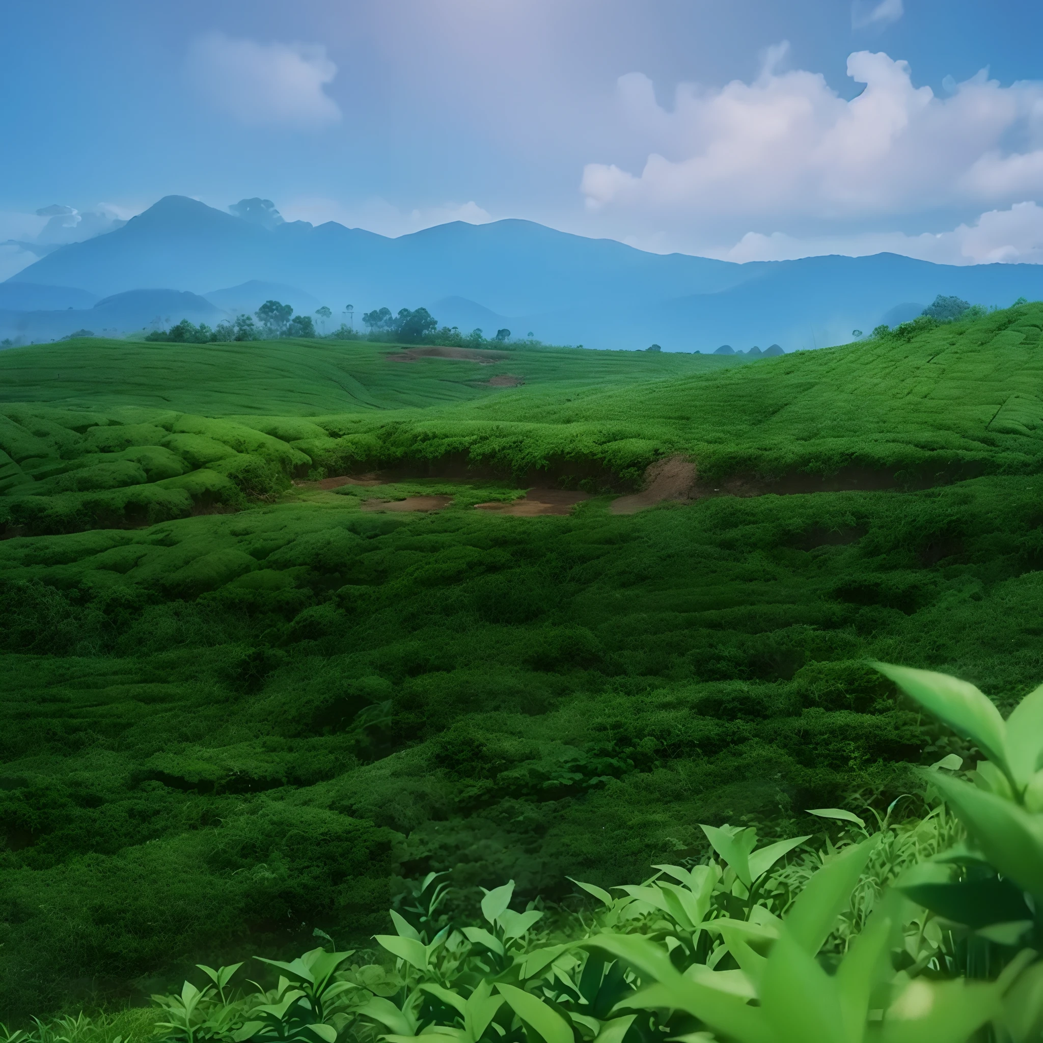3d cartoon animation of Tea plantation