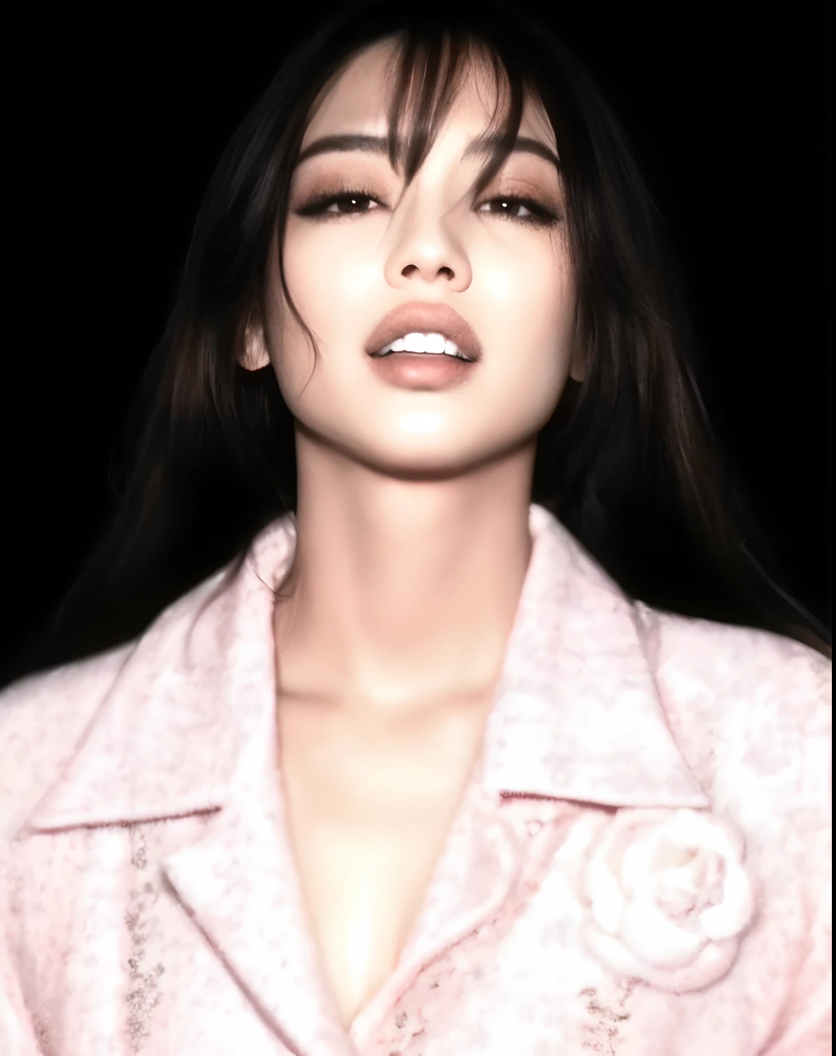 Imagem de uma mulher com cabelos longos e uma camisa rosa, Directed by: Tadashi Nakayama, " sensual, Kiko Mizuhara, jennie blackpink, Cl, Directed by: Yasutomo Oka, Takase Akiko, 90's, Anos 9 0, with high cheekbones, inspirado em Miwa Komatsu