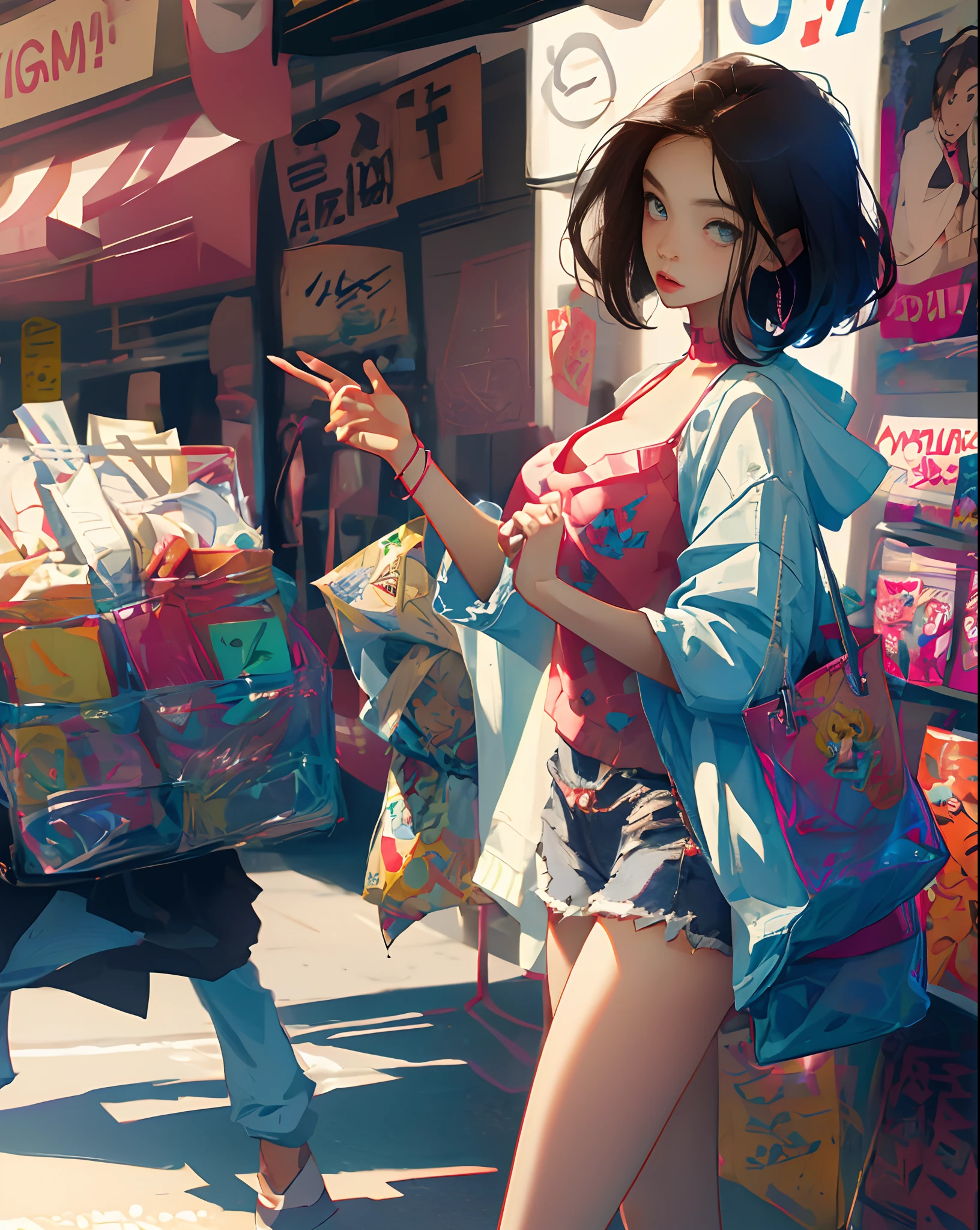 Female college student in the city Beautiful fece A sexy