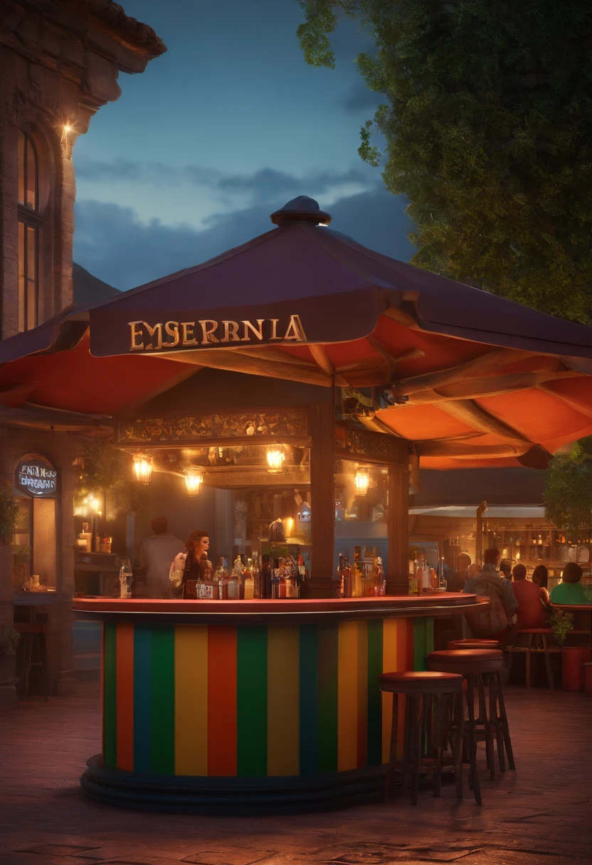 filme ''Esperancinha Bar'' 2023 estilo filmes Pixar, Com nome "Esperancinha bar", com imagem de um bar, poster, with credits