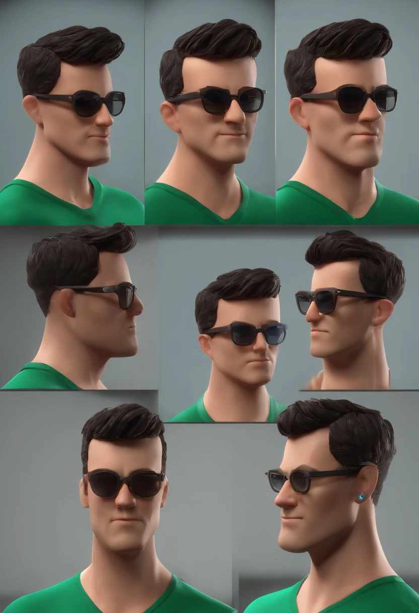 Personagem de desenho animado de um homem de pele escura, usando uma camisa verde e bermuda azul correndo, perto da praia, um personagem animado, Caractere estilizado, animation style rendering, 3D estilizado, Arnold Maya render, 3 d render stylized, toon render keyshot, Personagem 3D, Personagem 3D, 3d rendering stylized, 3 d character render, personagem de desenho animado, Personagem de close up, Pose de personagem, (Estilo Pixar) (master part:1.2) (Bokeh) (best quality) (pele detalhada) (textura detalhada) (8k) (argila) (Cinematic lighting) (foco nítido,Senta e vaza a parte superior do corpo