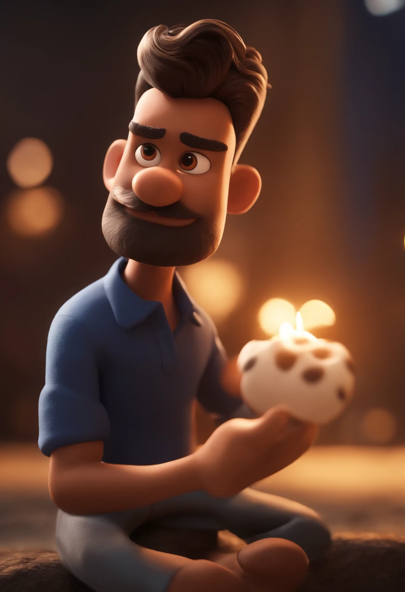 Garoto, estilo disney, tom de pele: negro:  Cabelo: marrom escuro, crespo raspado,  camisa: esportiva, Cor azul. Fundo: Gray and white gradient,Comemorando, Hands raised, sorrindo, feliz, (estilo pixar) (obra-prima:1.2) (bokeh) (melhor qualidade) (pele detalhada) (textura detalhada) (8k) (claymation) (cinematic lighthing) (foco nítido