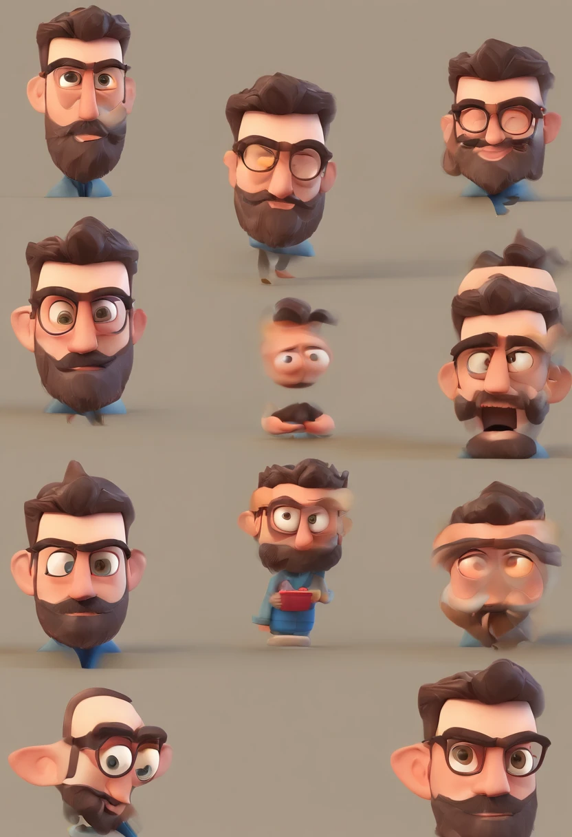 Estilo Pixar: Olhos castanhos Homem cabelo raspado 27 anos de idade com barba loira escura curta