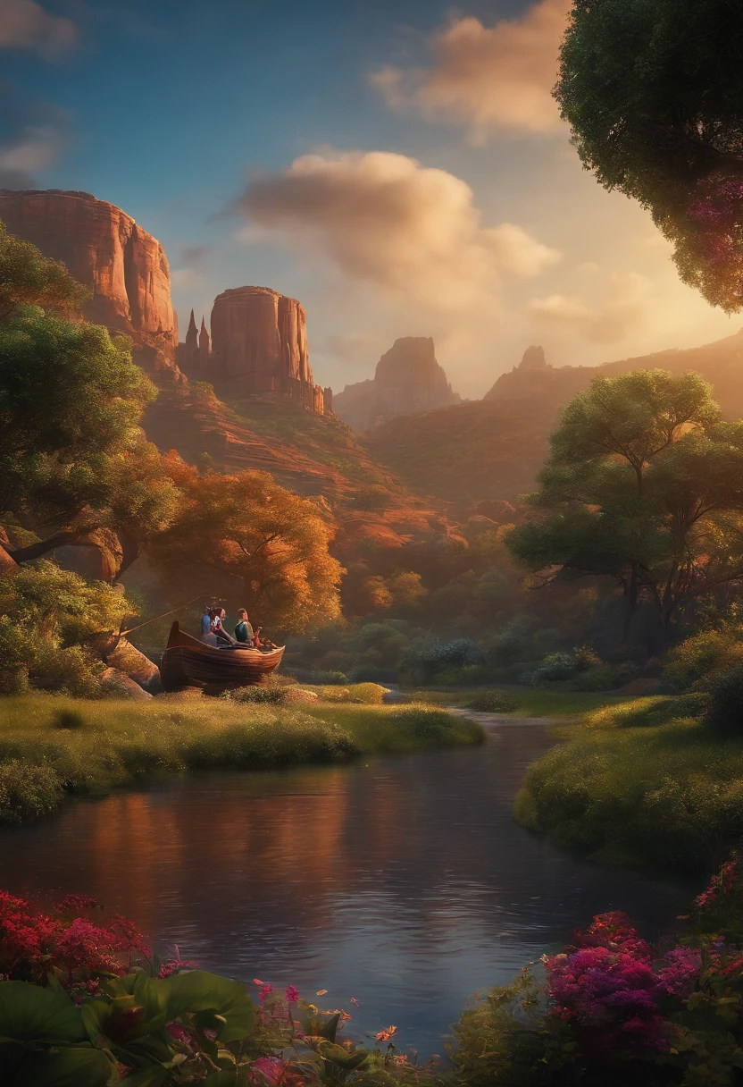 Casal estilo Disney Pixar, local bonito, alta qualidade, melhor qualidade
