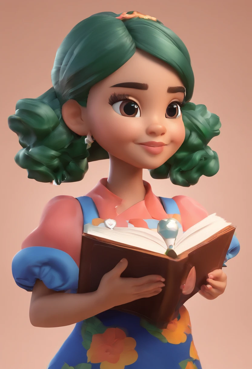 best quality, master part, fotorrealista, extremamente detalhado CG unidade 8k papel de parede, Chibi,1girl, cabelo crespo castanho,sozinho,olhos castanhos ,Blue dress holding a bible,age 50,cheio_corpo, sorrir, Olhando_em_visualizador, ao ar livre,
