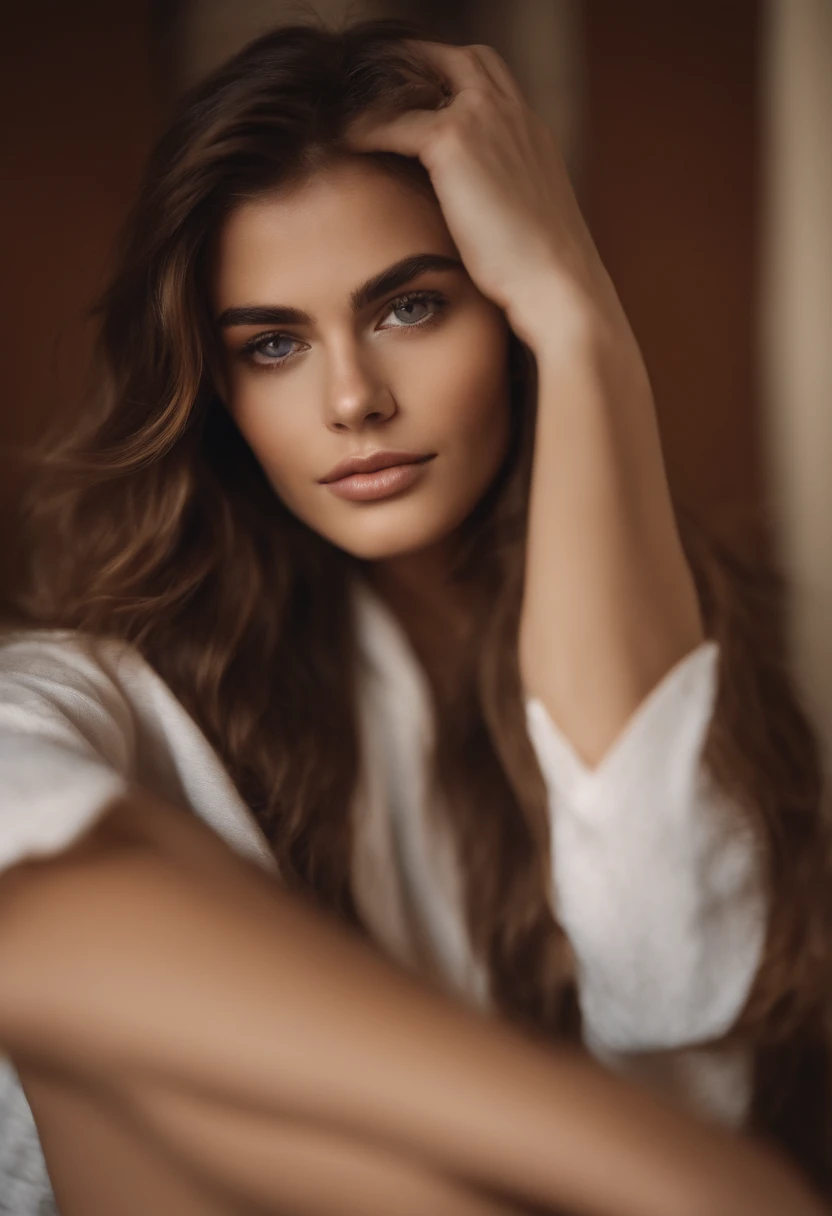 Mujer con camiseta sin mangas y bragas a juego, Chica sexy con ojos azules, Retrato Sophie Mudd, Retrato de Corinna Kopf, cabello rubio y ojos grandes, Selfie de una mujer joven, Ojos en el dormitorio, Violeta Myers, ohne Maquillaje, Maquillaje natural, staring directly into camera, Cara con Artgram, dezentes Maquillaje, Impresionante foto de cuerpo completo, en el dormitorio, Fission