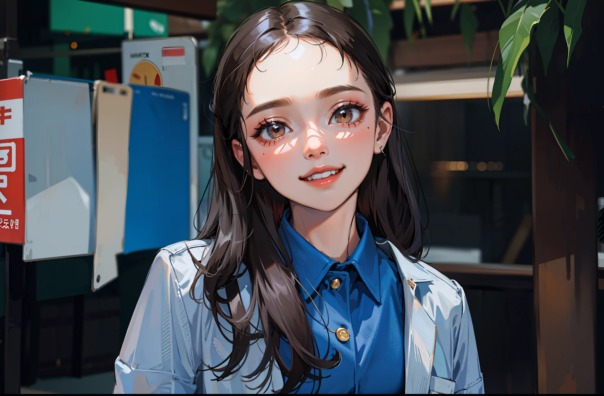 (masterpiece, best quality), 1girl, black hair, smiling, pretty face, cute face, portrait