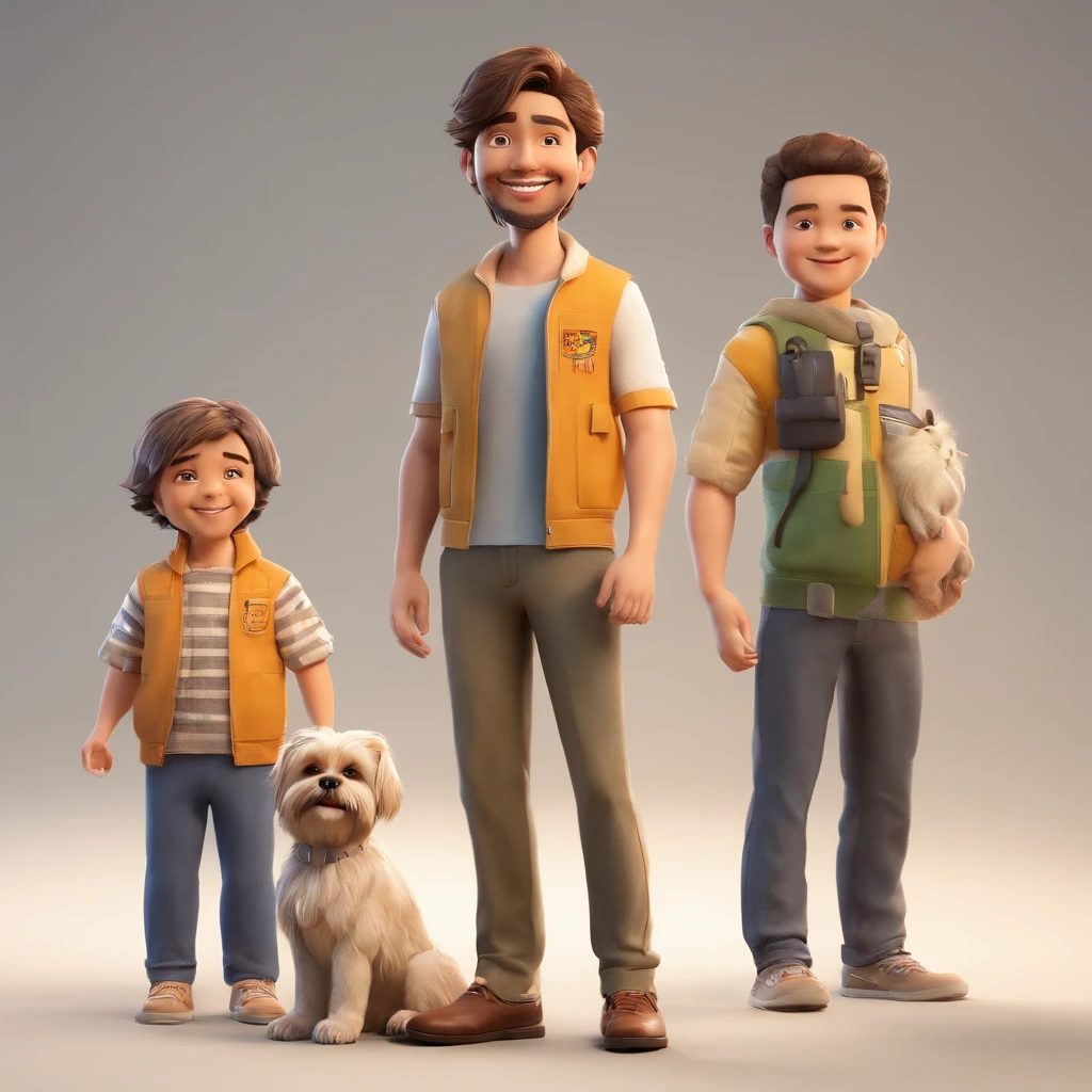 Weslley is a smiling 33-year-old human boy, com seu fiel amigo, Lion, o cachorro Shih-tzu, deitados no jardim