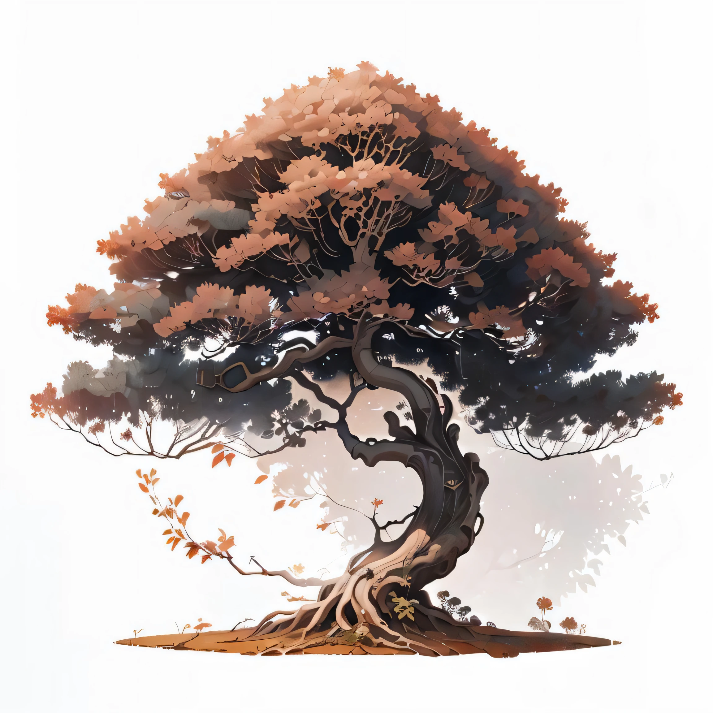 (masterpiece, top quality, best quality, official art, beautiful and aesthetic:1.2),(8k, best quality, masterpiece:1.2),CGpaintingtree asw, (no humans:1.3), (white background:1.4), simple background,tree ,