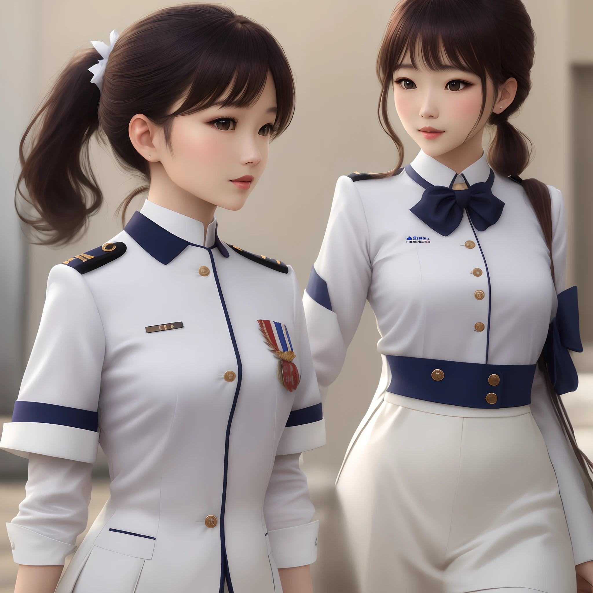 JK uniform, white silk, double ponytail, pure and realistic