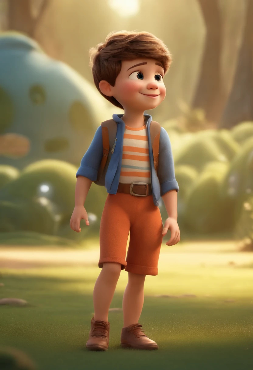 a happy cute  standing short hair, vestindo uma fantasia espacial, , fundo branco, barnet, Tom, Estilo Pixar, ....3d, desenhos animados, rosto detalhado, asymmetrical 16k