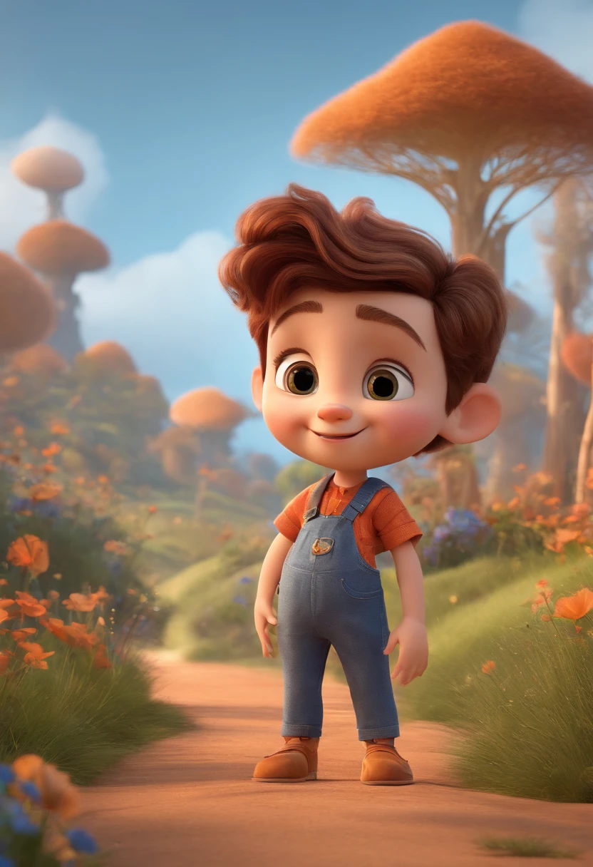 a happy cute ??? standing short hair, vestindo uma fantasia espacial, , fundo branco, barnet, Tom, Estilo Pixar, ....3d, desenhos animados, rosto detalhado, asymmetrical 16k