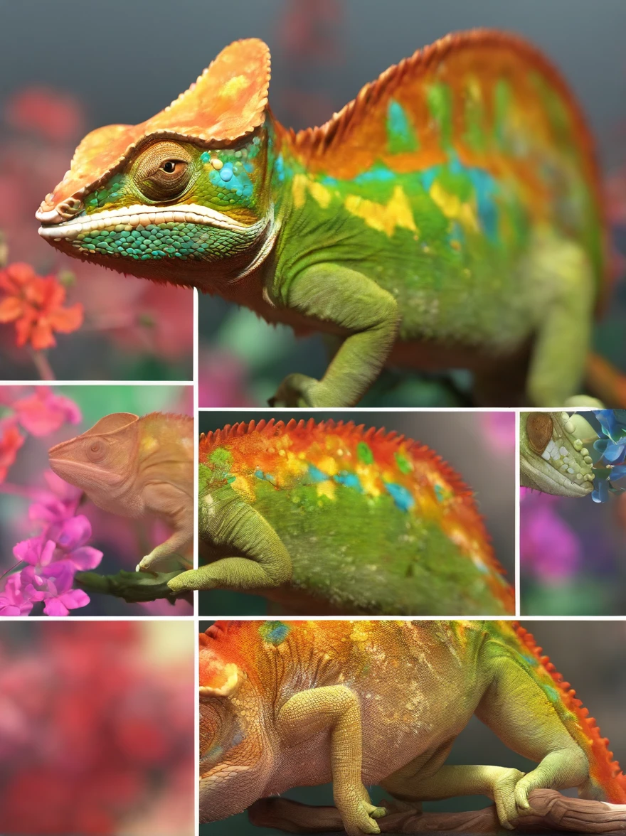 Colorful hyper-realistic chameleon
