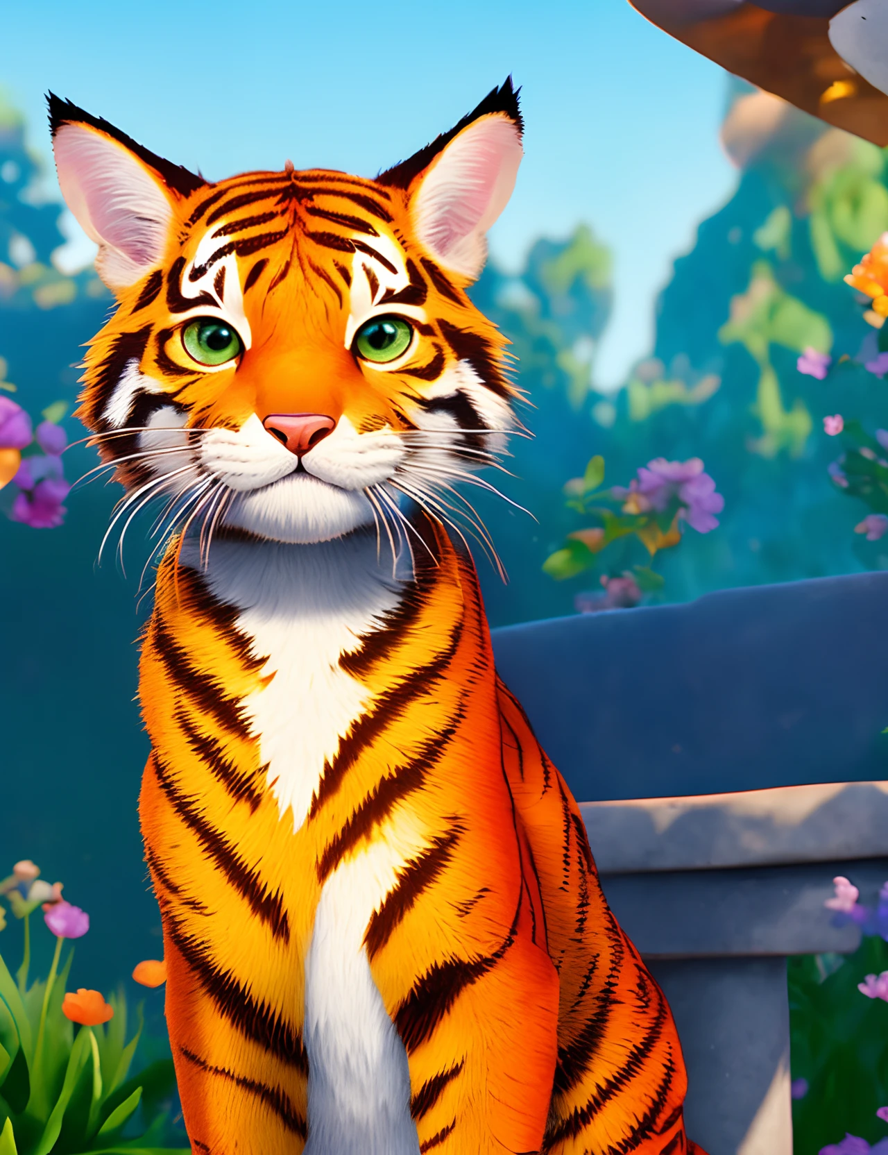 Affiche pixar titre "yumi" petit chat tigré noir marron et blanc avec le bout de la queue blanche qui fait des bêtises