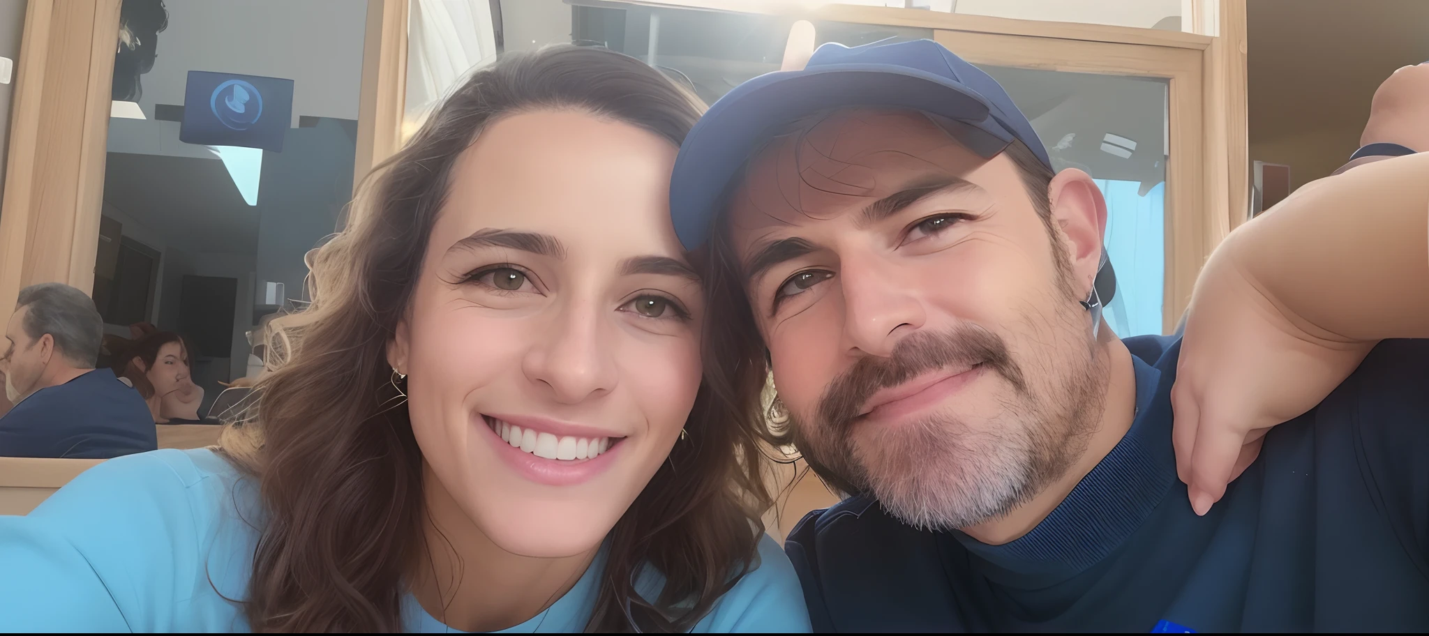 there is a man and woman that are smiling for a picture, imagem de perfil, momma and papa, Postagem no Reddit, Casal feliz, 4 5 I, foto de perfil, Fotografia selfie 8k, Retrato de duas pessoas, foto do perfil, both smiling for the camera, Millaise e Greg Rutkowski, 3 0 anos mulher, retrato de casal, facebook post, retrato de casais