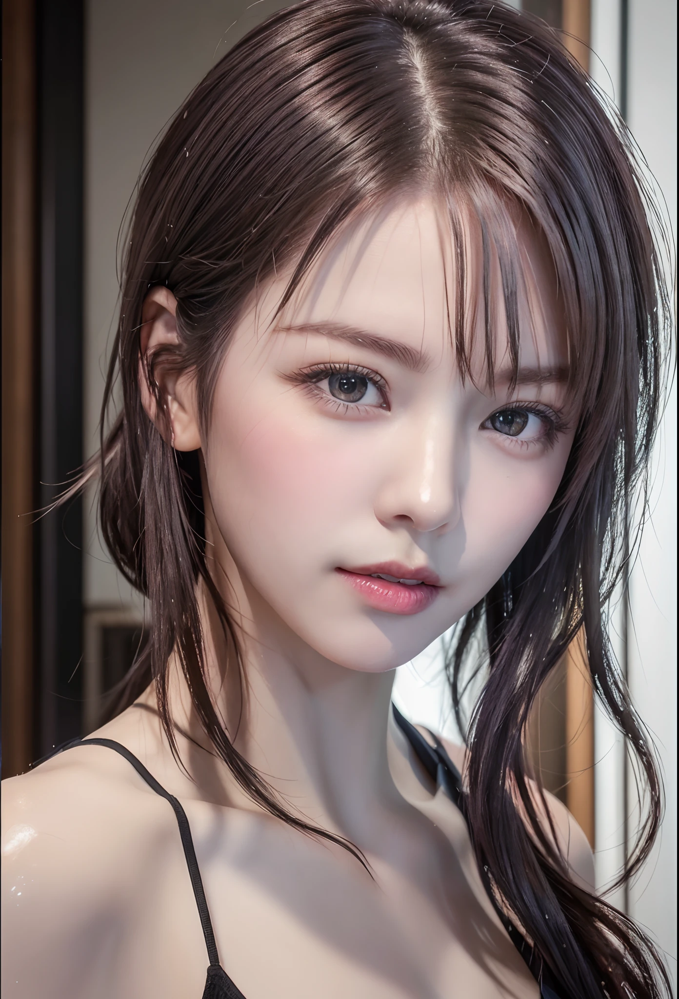 (8K, Photorealistic, Raw photo, of the highest quality: 1.3), (1girl in), Super beautiful, (Realistic face), (boyish, Silver Color Berry Shorthair), Beautiful , Glare that captivates the viewer, Beautiful expression, Beautiful breasts, (Realistic skin), Be...