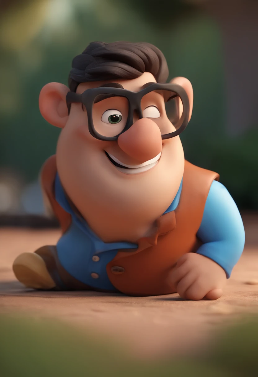 Cartoon character of a man wearing black glasses and a blue shirt, um personagem animado, Caractere estilizado, animation style rendering, 3D estilizado, Arnold Maya render, 3 d render stylized, toon render keyshot, Personagem 3D, Personagem 3D, 3d rendering stylized, 3 d character render, personagem de desenho animado, Personagem de close up, Pose de personagem, (Estilo Pixar) (master part:1.2) (Bokeh) (best quality) (pele detalhada) (textura detalhada) (8k) (argila) (Cinematic lighting) (foco nítido,Senta e vaza a parte superior do corpo