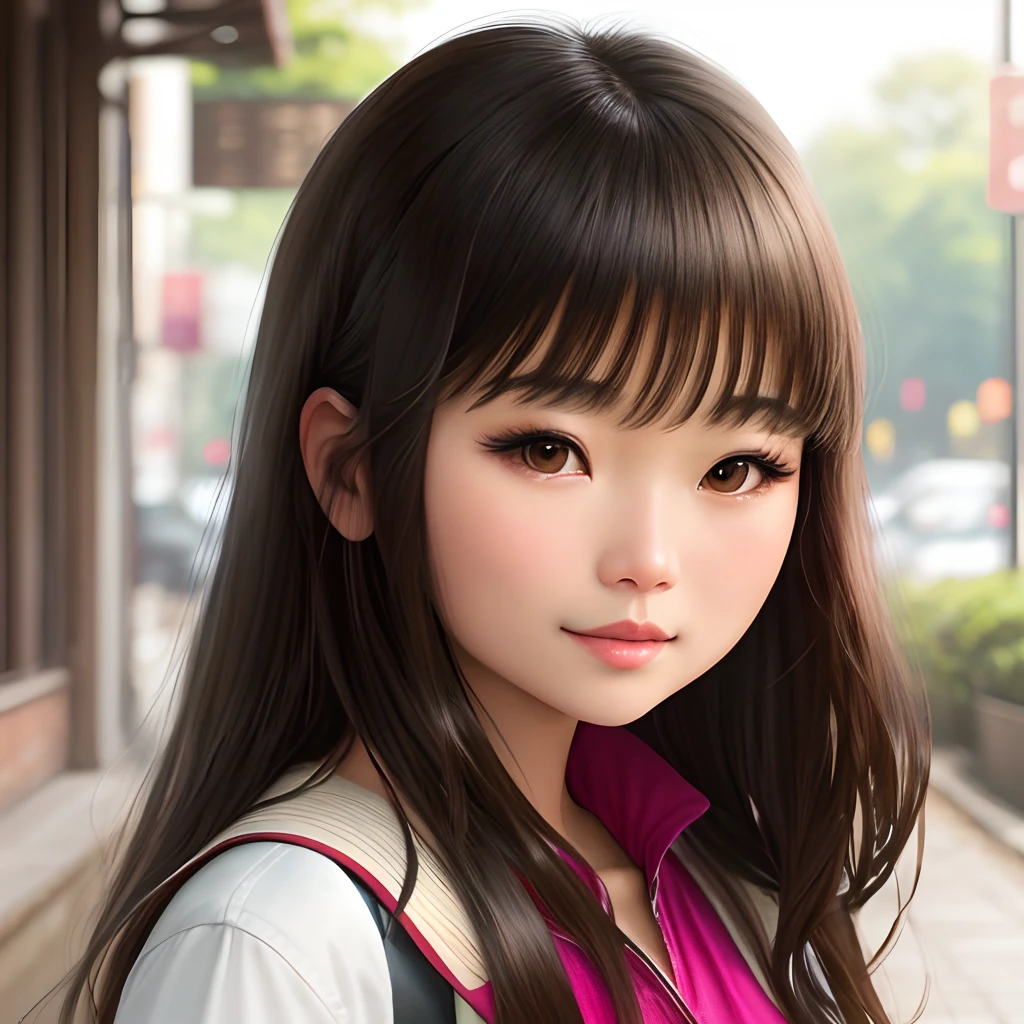 Brunette half Asian girl with Fringe