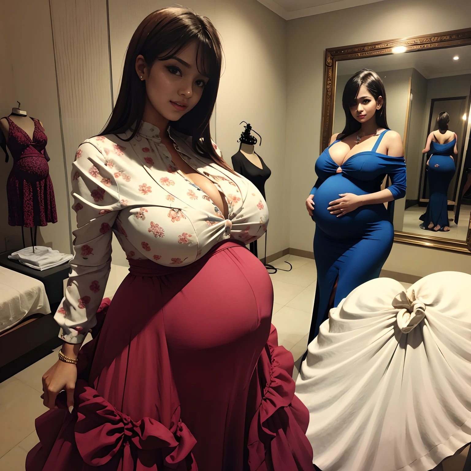 Fashion show ,pregnant, dresses, giga_busty