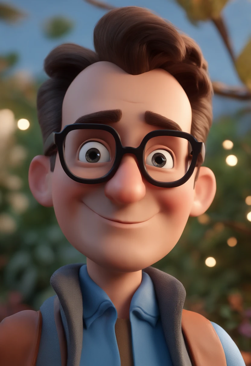 Cartoon character of a man with black glasses and a blue shirt, animation character, Caractere estilizado, animation style rendering, 3D estilizado, Arnold Maya render, 3 d render stylized, toon render keyshot, Personagem 3D, Personagem 3D, 3d rendering stylized, 3 d character render, personagem de desenho animado, Personagem de close up, Pose de personagem,  (Estilo Pixar) (master part:1.2) (Bokeh) (best quality) (pele detalhada) (textura detalhada) (8k) (argila) (Cinematic lighting) (foco nítido