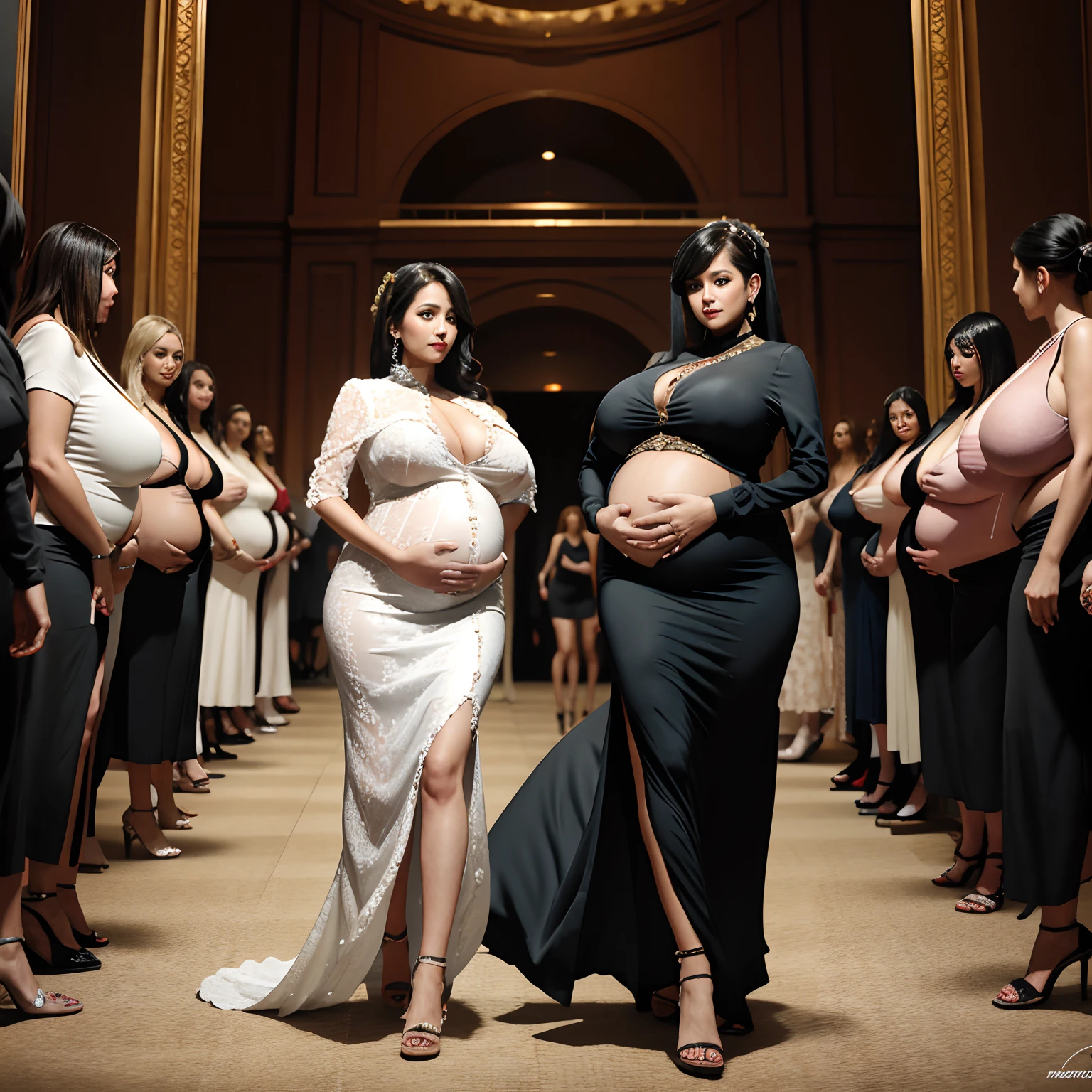 Fashion show ,pregnant, dresses, giga_busty