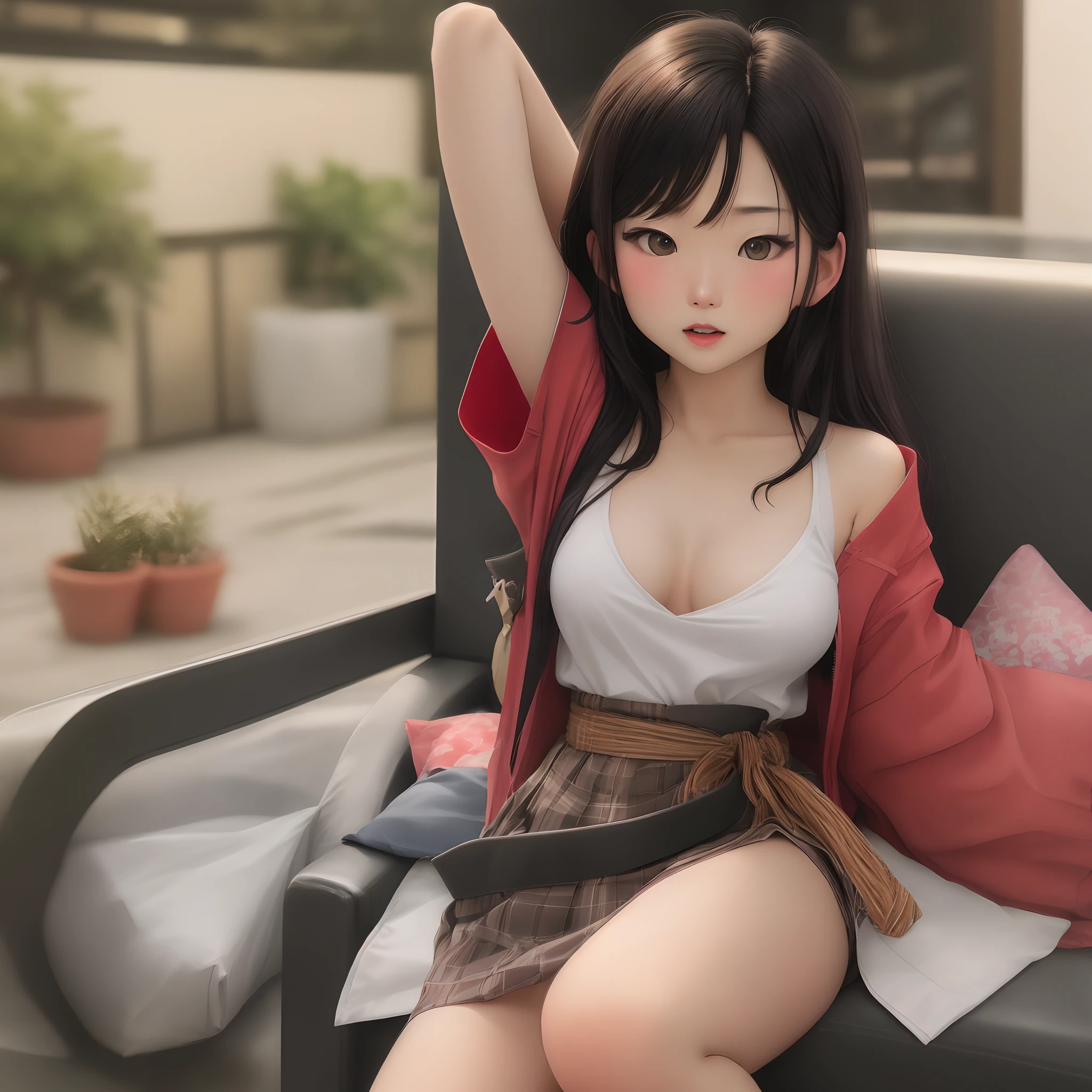 masterpiece, girlが部屋に座る, splash art, style art buds, girl, Renji Murata and Art Germ, Very warm, Bibby, art gelm style, style league of legends, Ruan Jia and Artgerm, art gelm style, ! dream art germ、open your legs