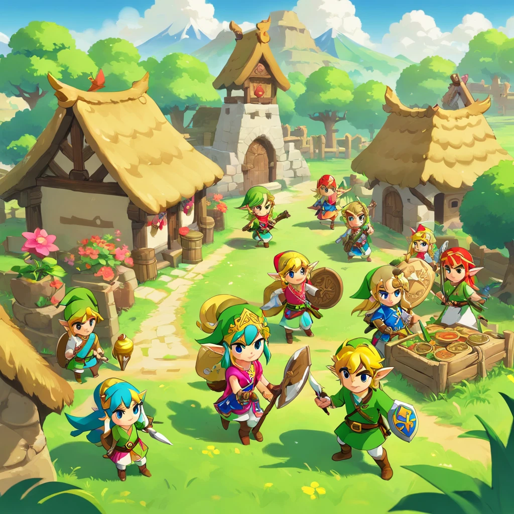 The people of the village are preparing for the Ox Soul Festival,Hectic and busy,The characters are clear
