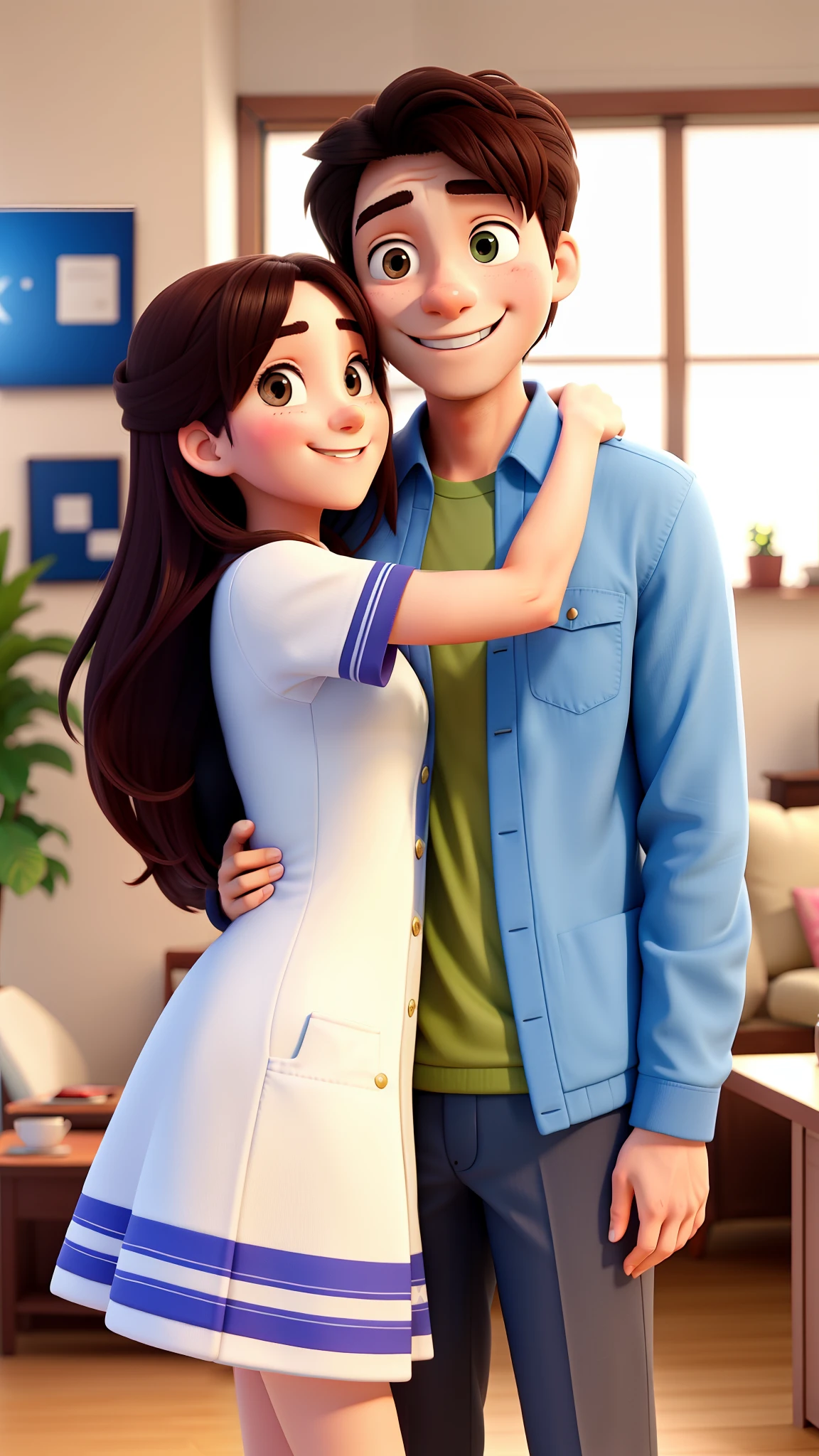 Hugging couple smiling at a selfi
