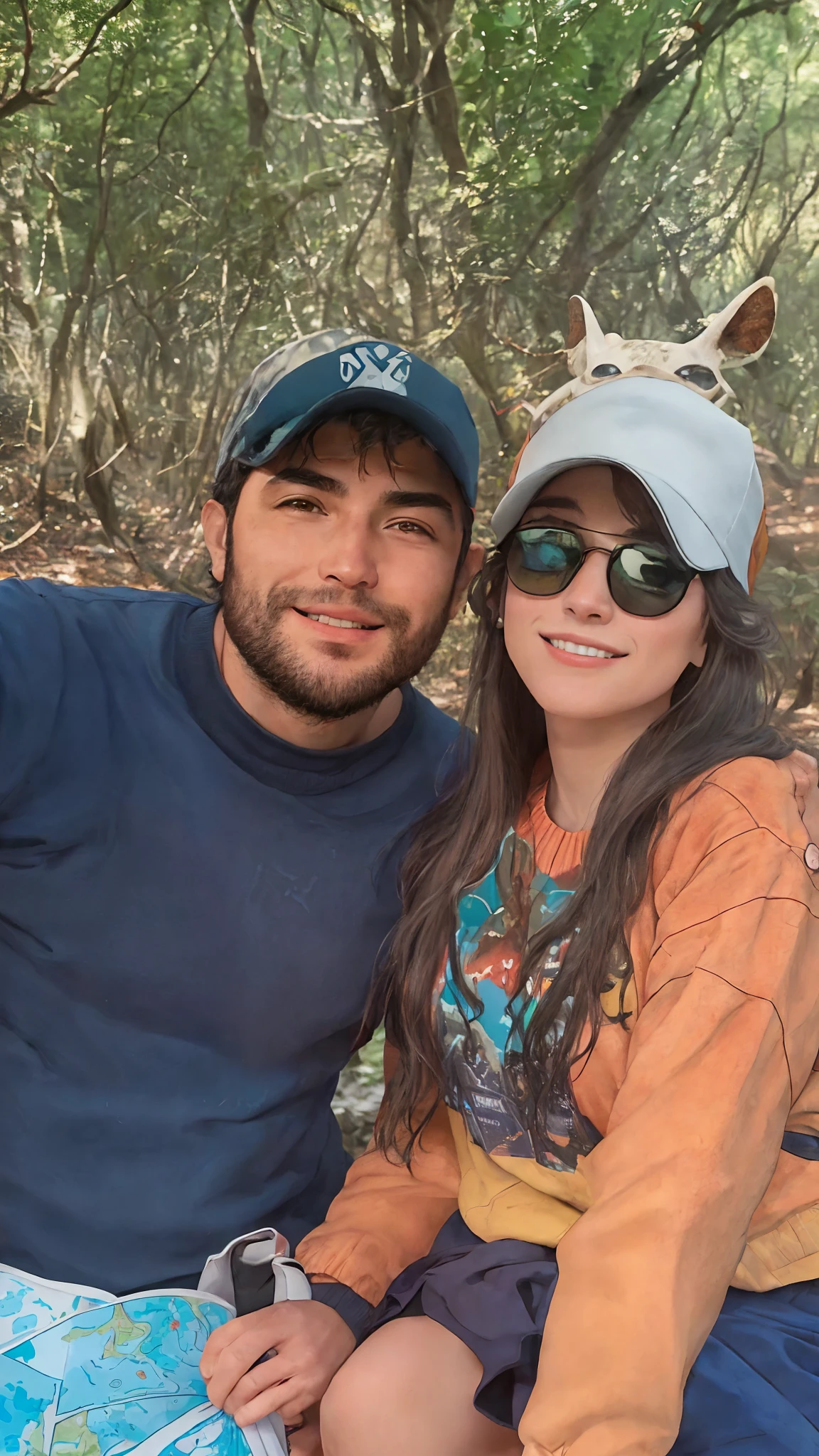 They're sitting on a bench in the woods with a map, imagem de perfil, Karla Ortiz, foto do perfil, imagem do avatar, Fotografia tirada em 2 0 2 0, foto de perfil, vacation photo, daniel mirante, Alex Yanes, 4 k post, Postagem 4k, Alanis Guillen, Cristiano Orrillo, Directed by: Nandor Soldier