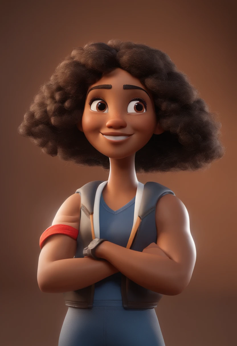 Cartoon character of character with curly hair and a Nike headband on an animated character, Caractere estilizado, animation style rendering, 3D estilizado, Arnold Maya render, 3 d render stylized, toon render keyshot, Personagem 3D, Personagem 3D, 3d rendering stylized, 3 d character render, personagem de desenho animado, Personagem de close up, Pose de personagem, (Estilo Pixar) (master part:1.2) (Bokeh) (best quality) (pele detalhada) (textura detalhada) (8k) (argila) (Cinematic lighting) (foco nítido，Senta e vaza a parte superior do corpo