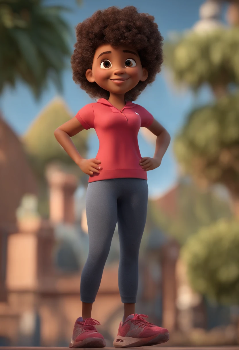Cartoon character of character with curly hair and a Nike headband on an animated character, Caractere estilizado, animation style rendering, 3D estilizado, Arnold Maya render, 3 d render stylized, toon render keyshot, Personagem 3D, Personagem 3D, 3d rendering stylized, 3 d character render, personagem de desenho animado, Personagem de close up, Pose de personagem, (Estilo Pixar) (master part:1.2) (Bokeh) (best quality) (pele detalhada) (textura detalhada) (8k) (argila) (Cinematic lighting) (foco nítido,Senta e vaza a parte superior do corpo