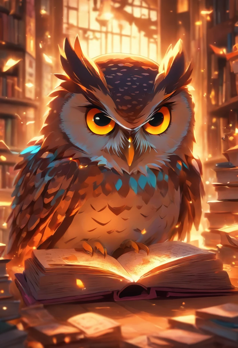 Owl icon reading a book