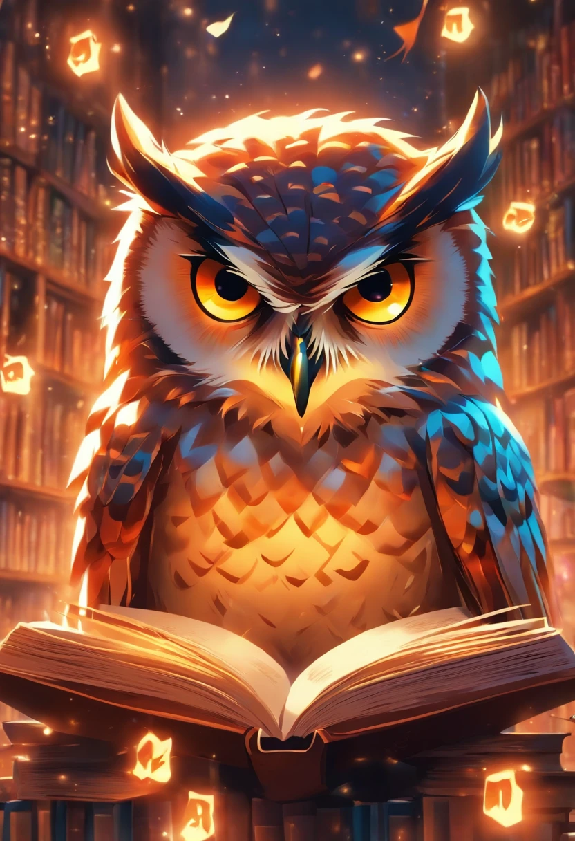Owl icon reading a book