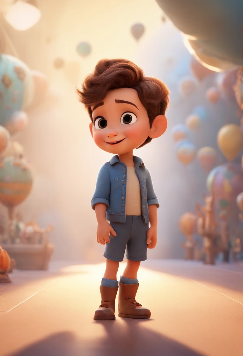a happy cute standing short hair, vestindo uma fantasia espacial, , fundo branco, barnet, toon, estilo pixar, 3d, desenhos animados, rosto detalhado, asymmetrical 16k