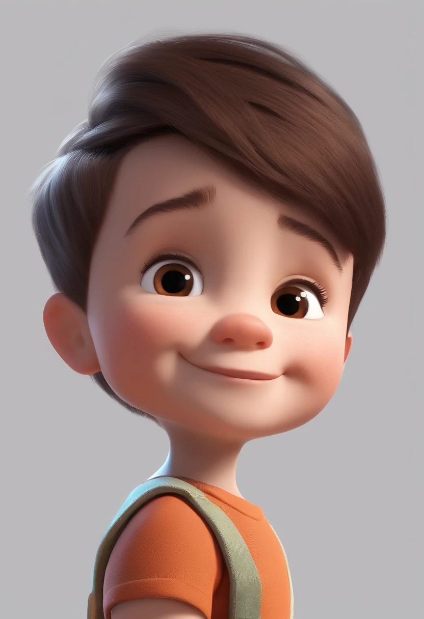 a happy cute ??? standing short hair, vestindo uma fantasia espacial, , fundo branco, barnet, Tom, Estilo Pixar, ....3d, desenhos animados, rosto detalhado, asymmetrical 16k