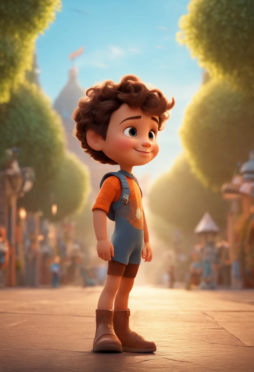 a happy cute ??? standing short hair, vestindo uma fantasia espacial, , fundo branco, barnet, tom, Estilo Pixar, ..3d, desenhos animados, rosto detalhado, asymmetrical 16k