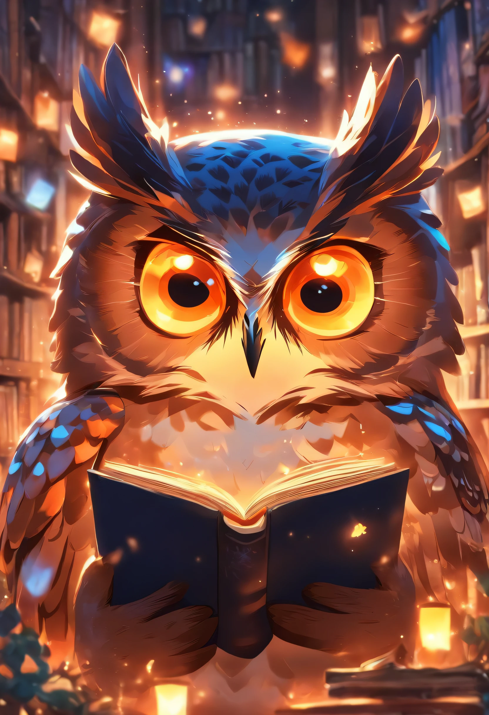 Owl icon reading a book