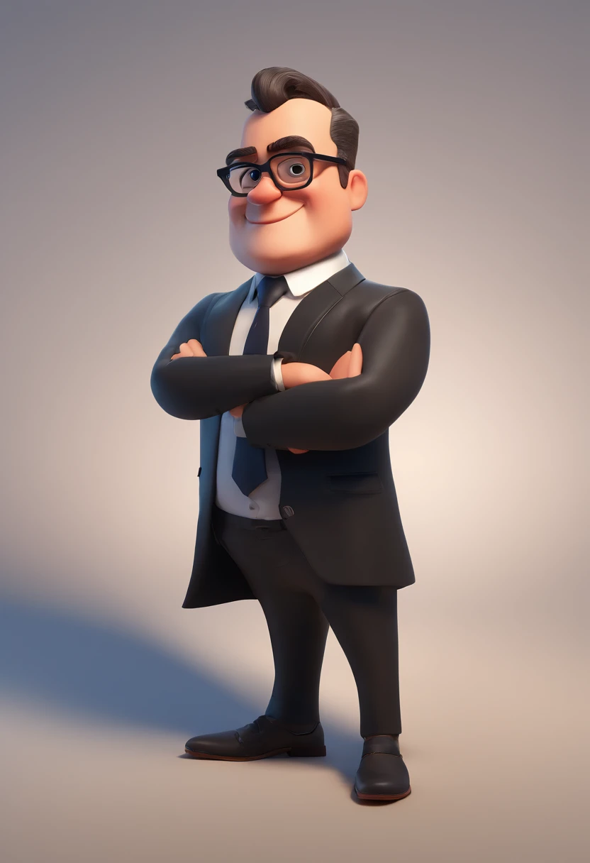 Cartoon character of a man with black glasses and a BLACK BLAZER, animation character, Caractere estilizado, animation style rendering, 3D estilizado, Arnold Maya render, 3 d render stylized, toon render keyshot, Personagem 3D, Personagem 3D, 3d rendering stylized, 3 d character render, personagem de desenho animado, Personagem de close up, Pose de personagem,  (Estilo Pixar) (master part:1.2) (Bokeh) (best quality) (pele detalhada) (textura detalhada) (8k) (argila) (Cinematic lighting) (foco nítido