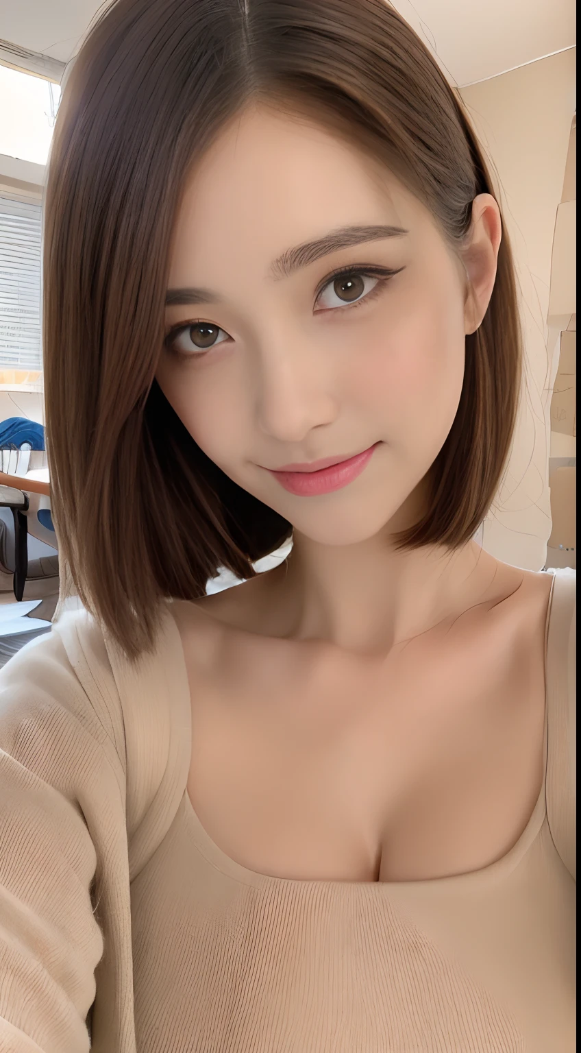 one girl, (beautiful girl, delicate girl:1.3), (:1.3),
break, (abnormal:1.3),
break, very fine eyes, (symmetrical eyes:1.3),
break, perfectly trimmed fingers,
break, small breasts, brown eyes, parted bangs, brown hair, (upper teeth, best smile:0.6),
break, (Eye and face details:1.0),
break, (masterpiece, highest quality, Super detailed, detailed face, 8K)